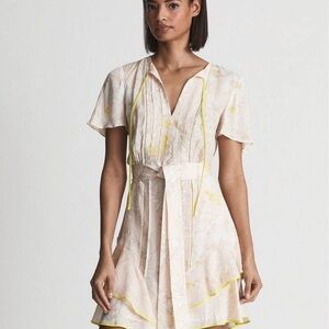 Reiss CARLOTTA Cream and Yellow Mini Dress - NEW with tags